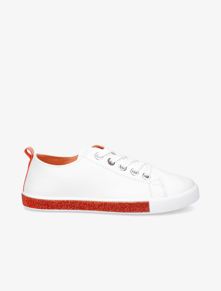 Baskets en simili semelle à strass - Orange - 5