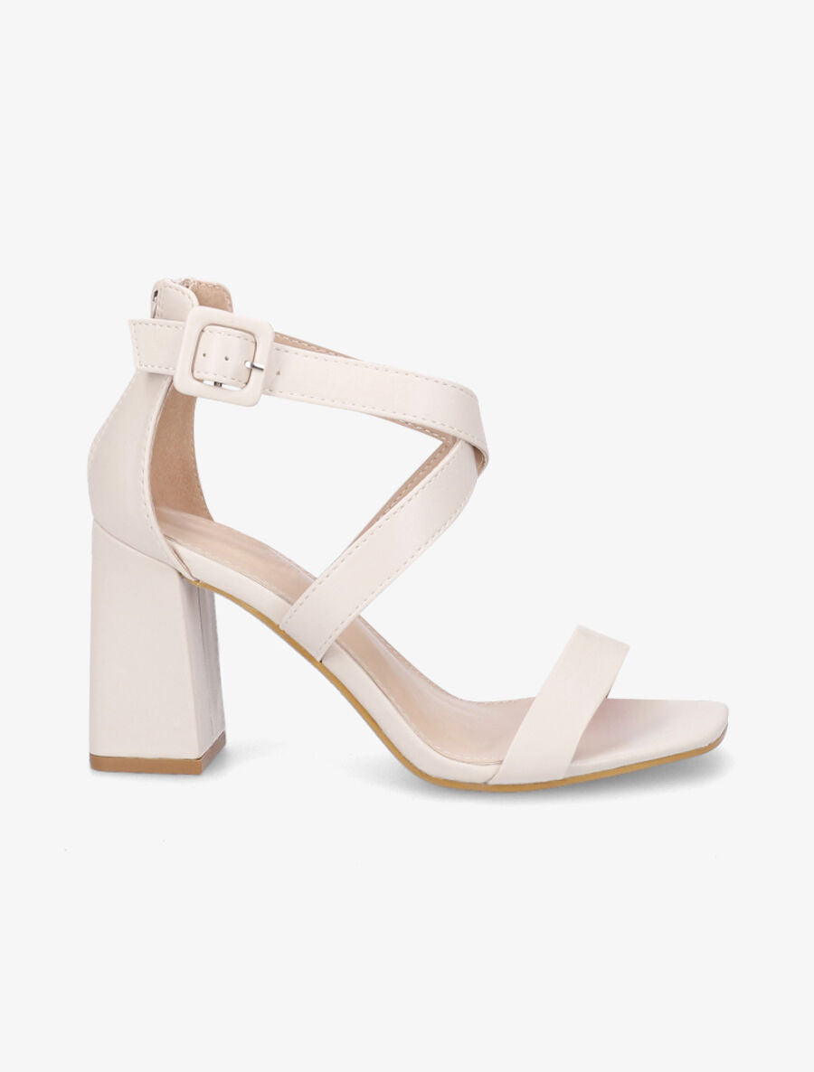 Sandales en simili à lanières croisées - Beige - 1