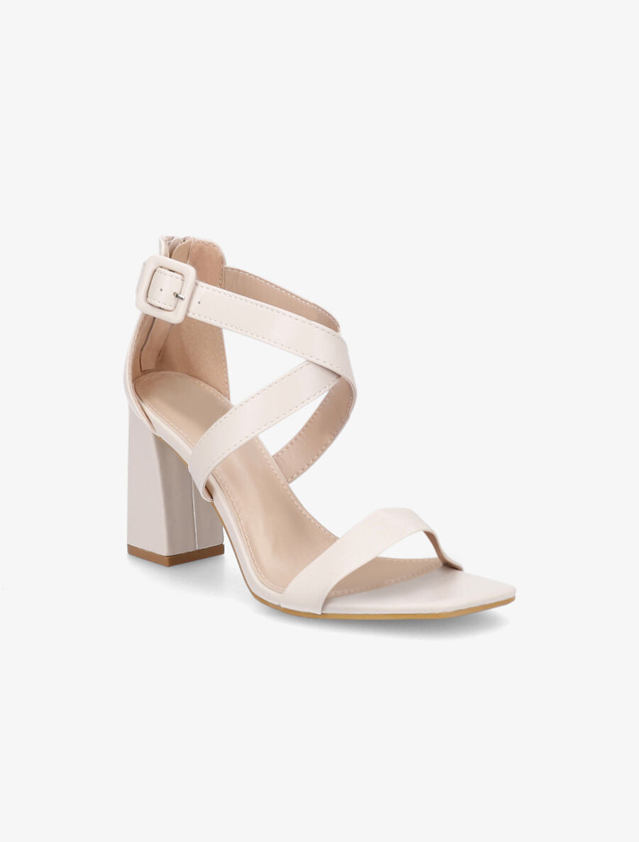 Sandales en simili à lanières croisées - Beige - 2