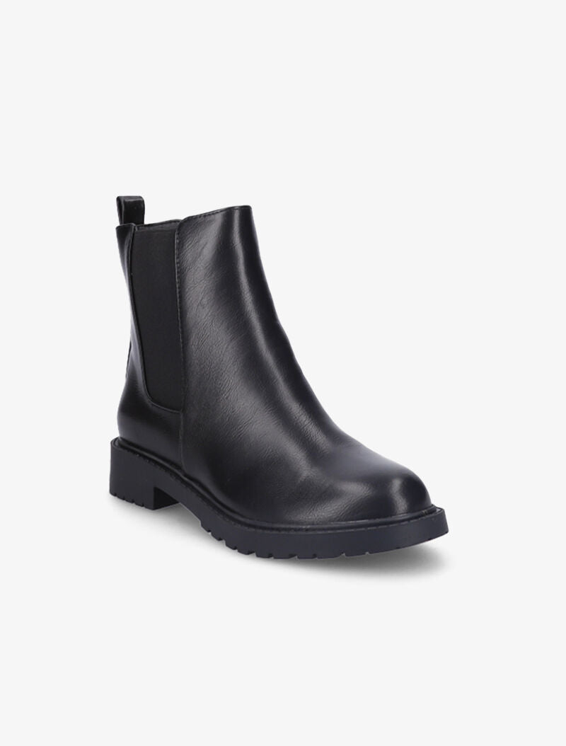 Boots unies à semelles crantées - Noir - 3