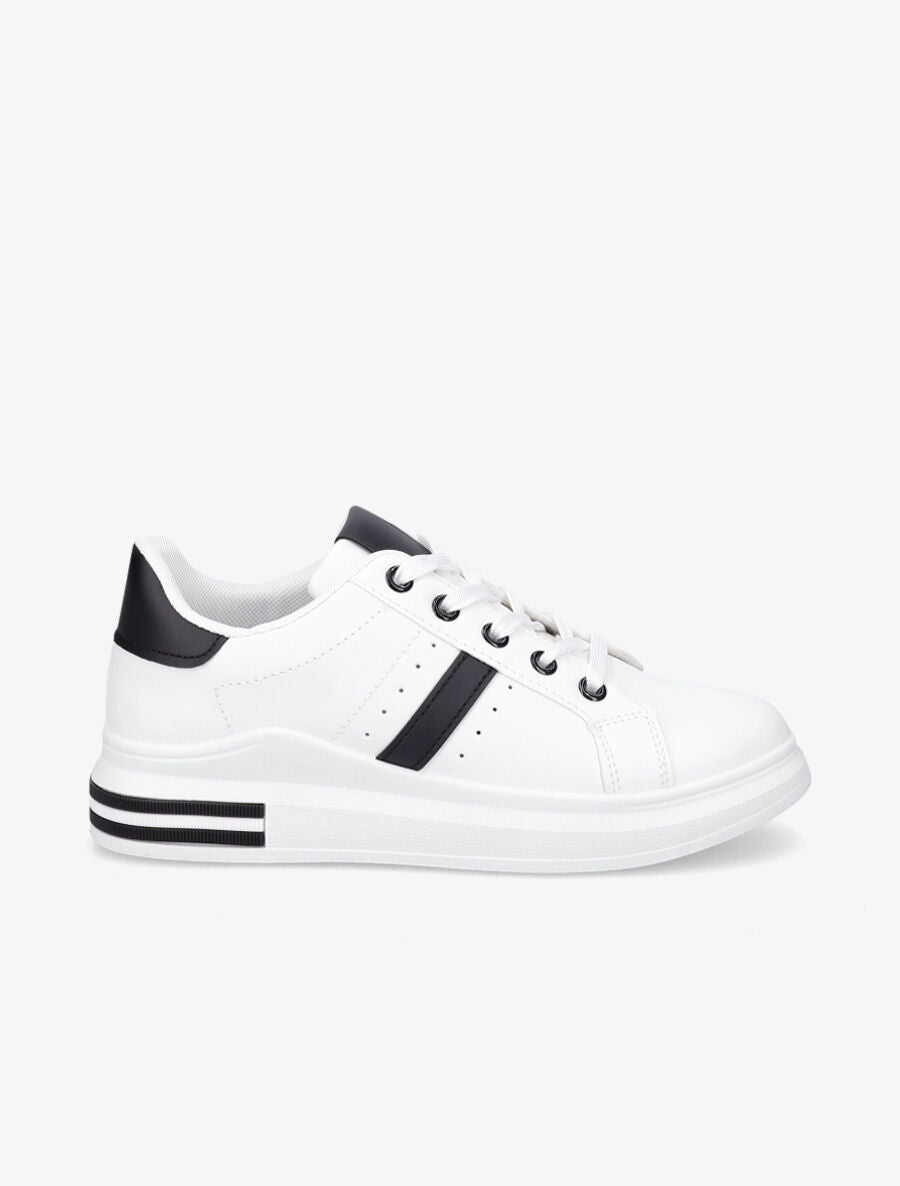 Baskets classiques en simili - Noir/blanc - 1