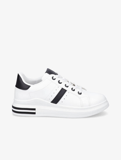 Baskets classiques en simili - Noir/blanc - 1