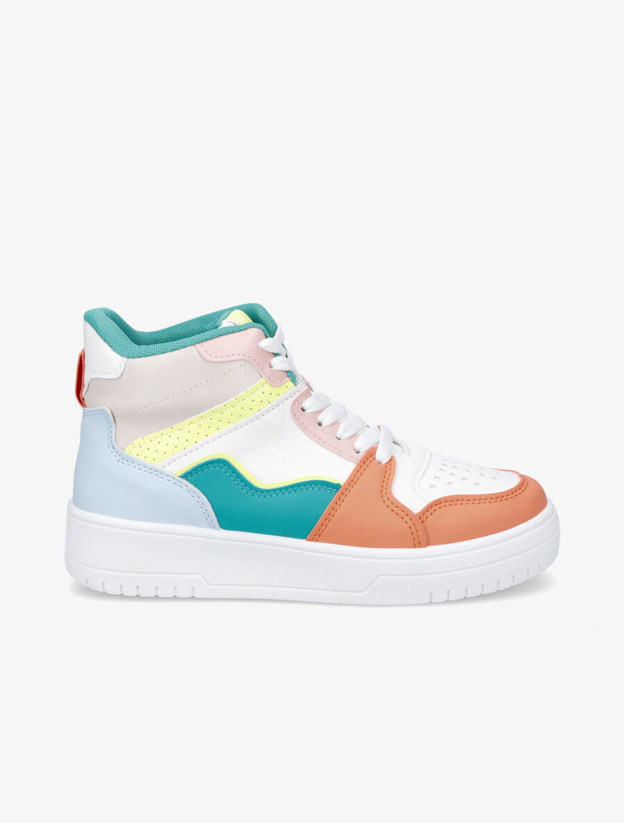 Sneakers montantes en simili - Orange - 5
