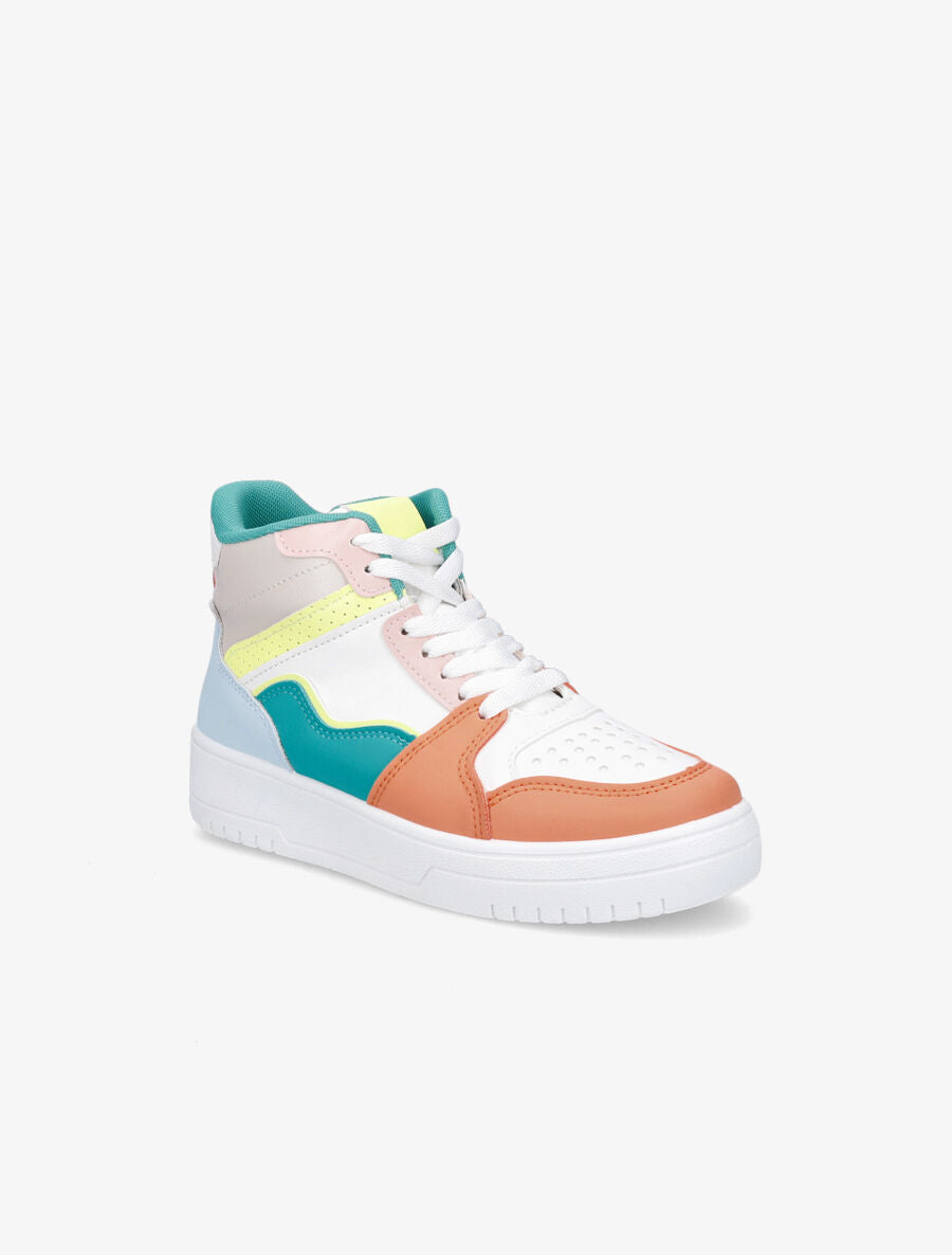 Sneakers montantes en simili - Orange - 2