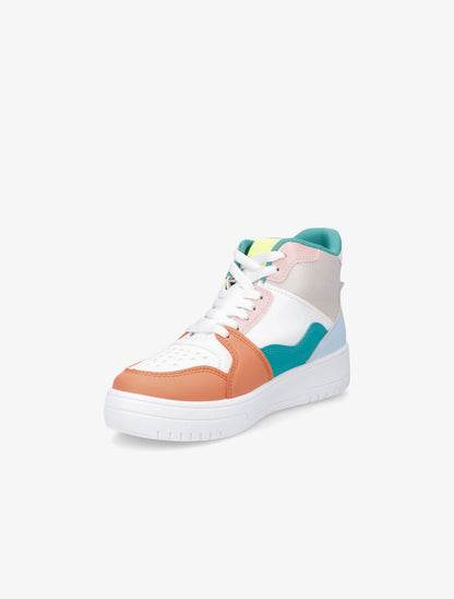 Sneakers montantes en simili - Orange - 3