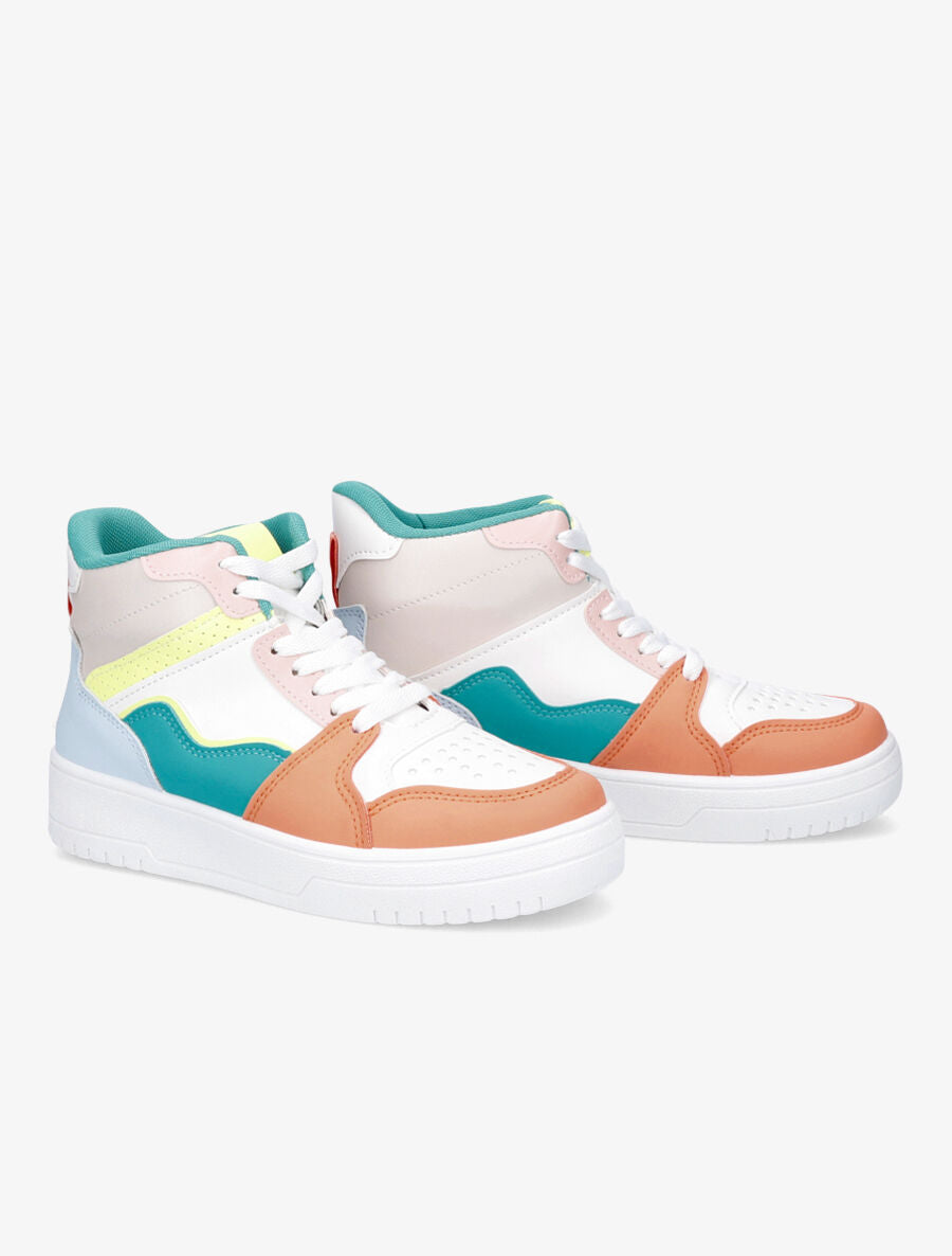 Sneakers montantes en simili - Orange - 4