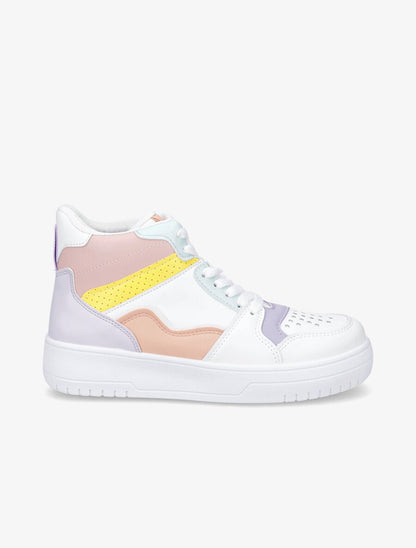 Sneakers montantes en simili - Rose - 1