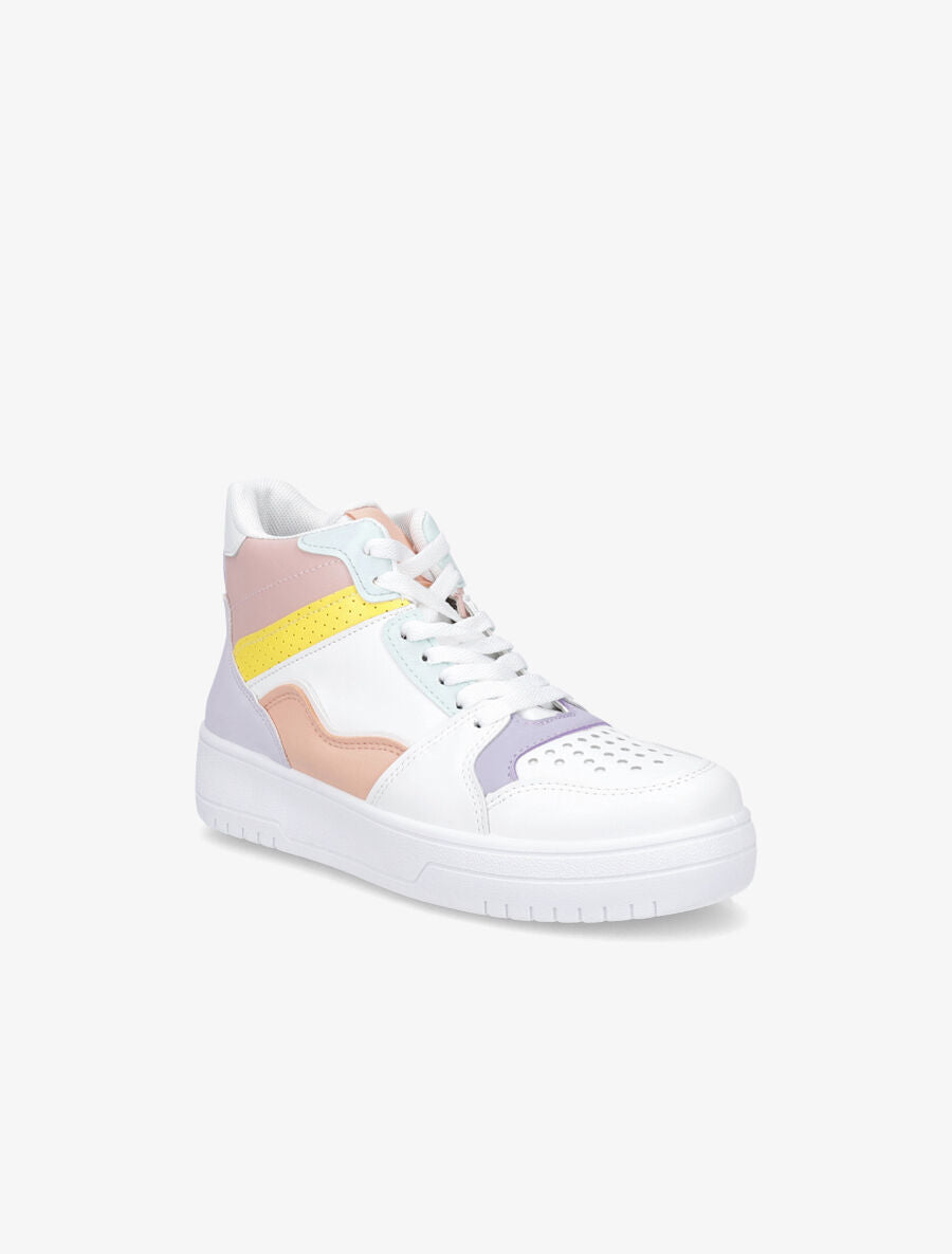 Sneakers montantes en simili - Rose - 2