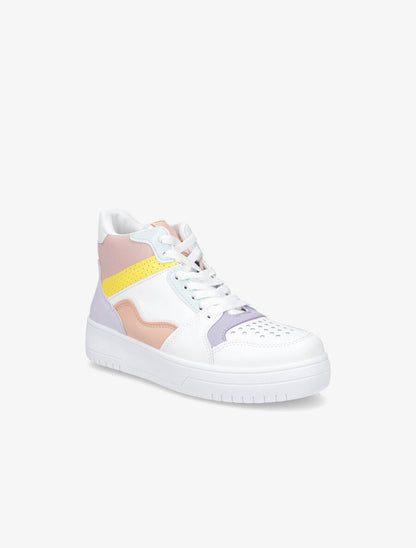 Sneakers montantes en simili - Rose - 2