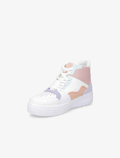 Sneakers montantes en simili - Rose - 3