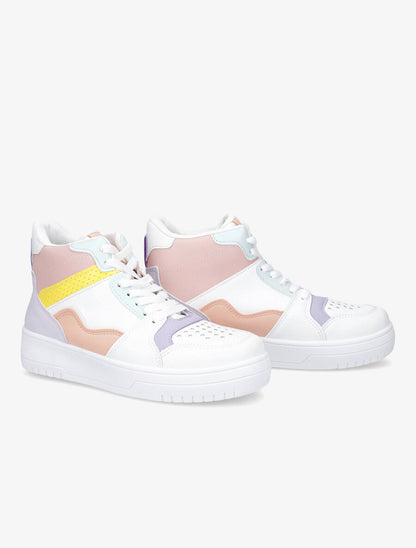 Sneakers montantes en simili - Rose - 4