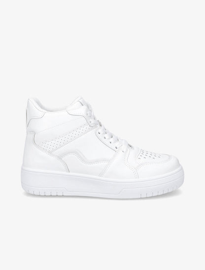 Sneakers montantes en simili - Blanc - 1
