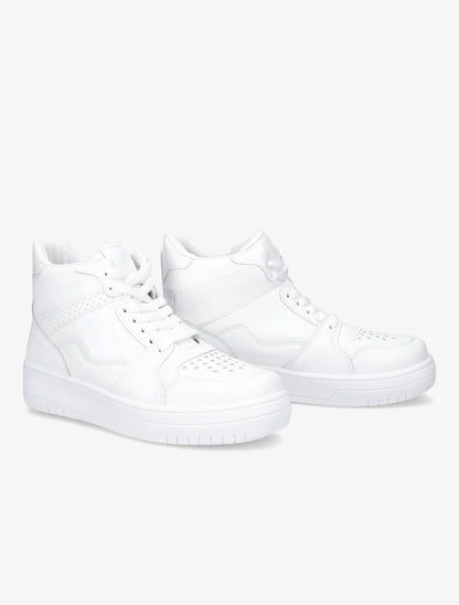 Sneakers montantes en simili - Blanc - 4