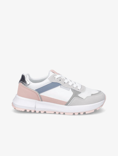 Sneakers en simili à couleurs contrastantes - Gris - 1