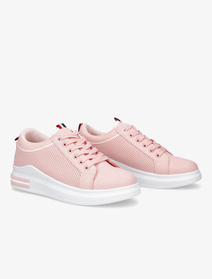 Baskets en simili piquetées - Rose - 4