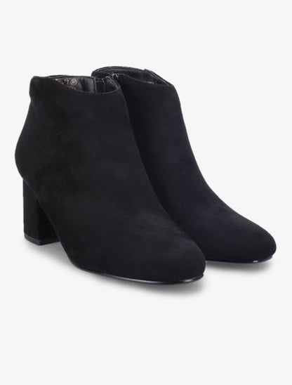 Bottines à talon en suédine - Noir - 1