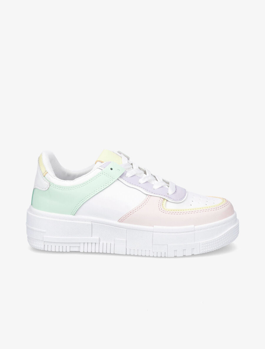 Sneakers à plateforme et couleurs contrastantes - Rose - 1