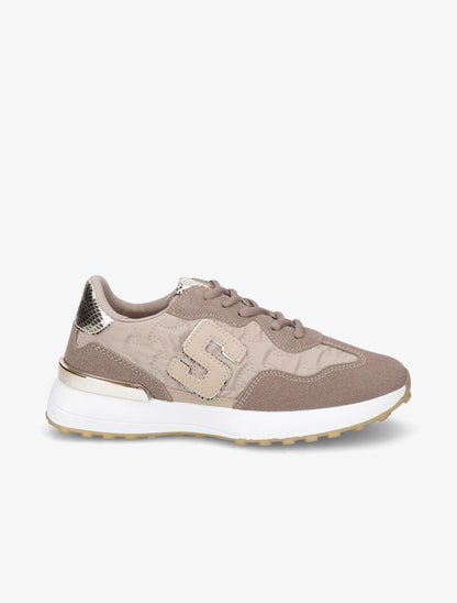 Running en suédine et tissu matelassé - Taupe - 1