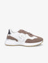 Running en suédine et tissu matelassé - Blanc/taupe - 1