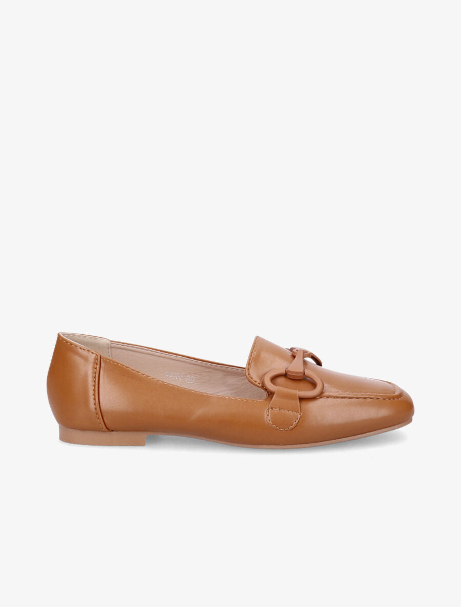 Mocassins à boucle en simili - Camel - 1