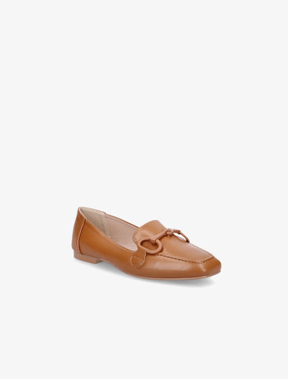 Mocassins à boucle en simili - Camel - 2