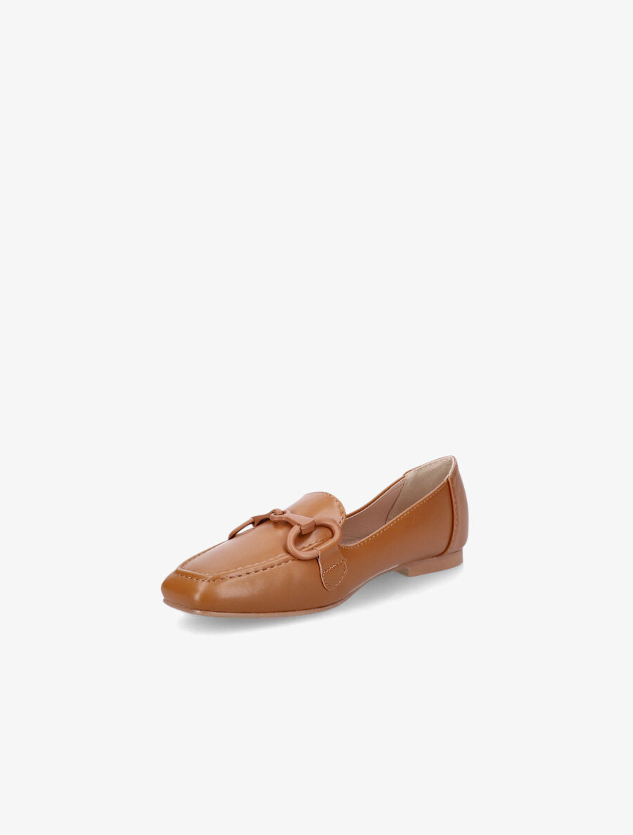 Mocassins à boucle en simili - Camel - 3