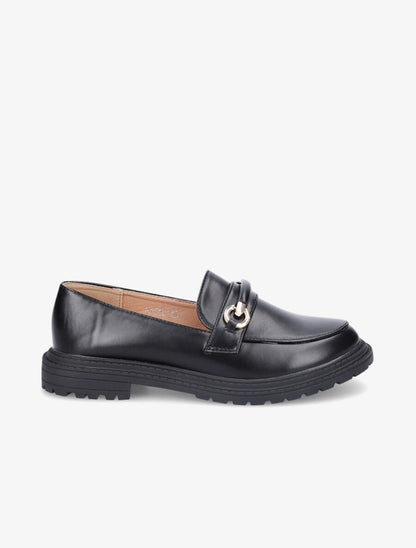 Mocassins à semelle crantée et boucle en simili - Noir - 5