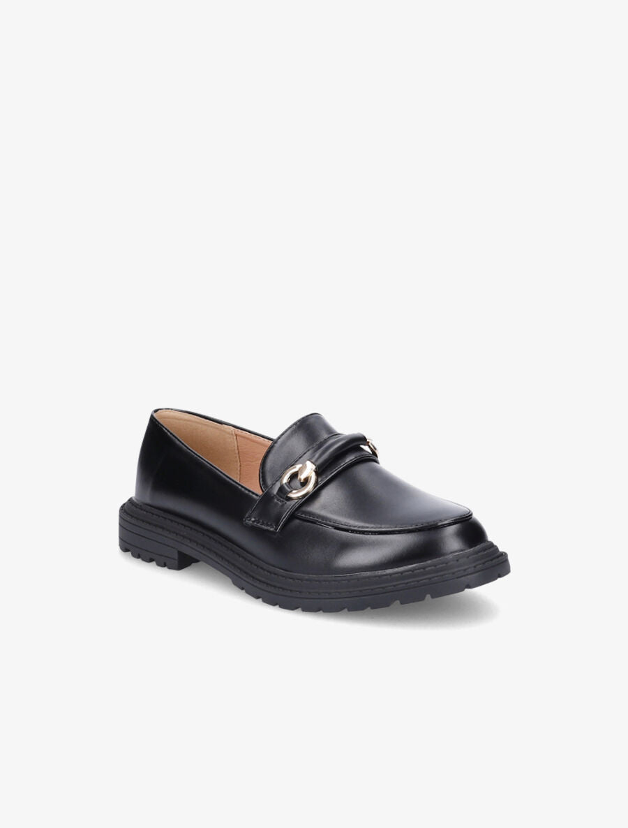 Mocassins à semelle crantée et boucle en simili - Noir - 2
