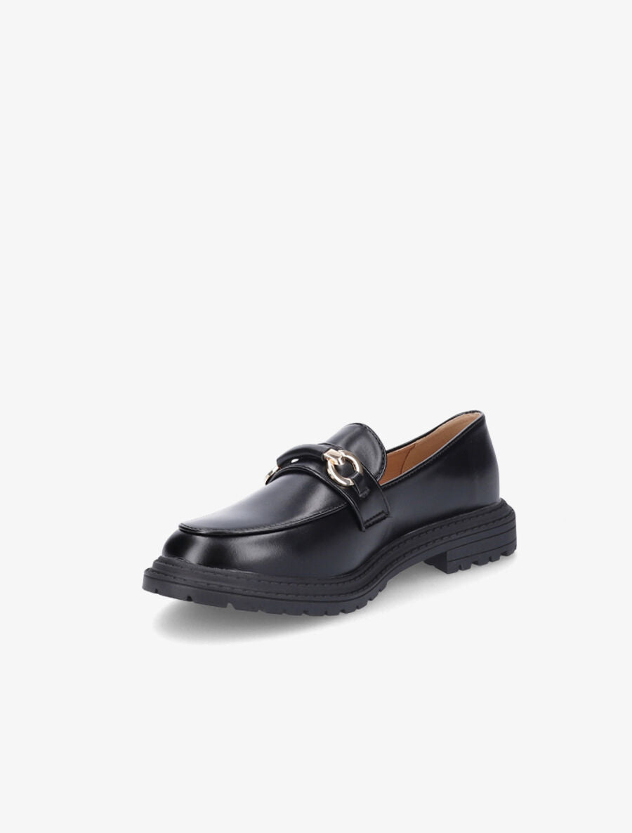 Mocassins à semelle crantée et boucle en simili - Noir - 3