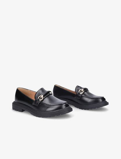 Mocassins à semelle crantée et boucle en simili - Noir - 4