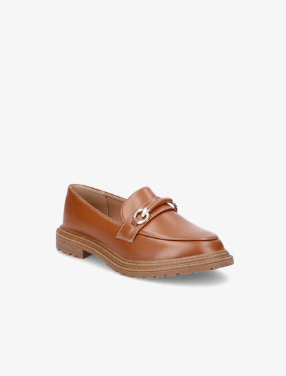 Mocassins à semelle crantée et boucle en simili - Camel - 2