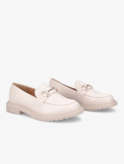 Mocassins en simili et boucle - Beige - 4