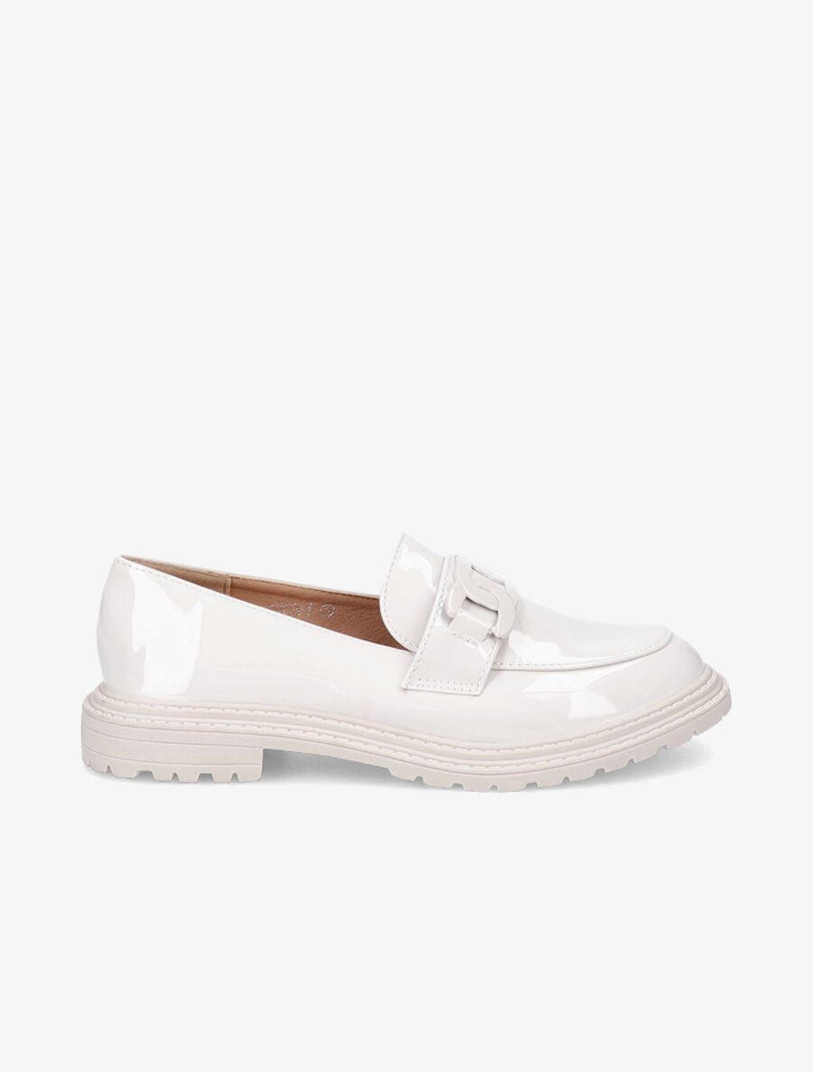 Mocassins vernis et boucle - Crème - 1