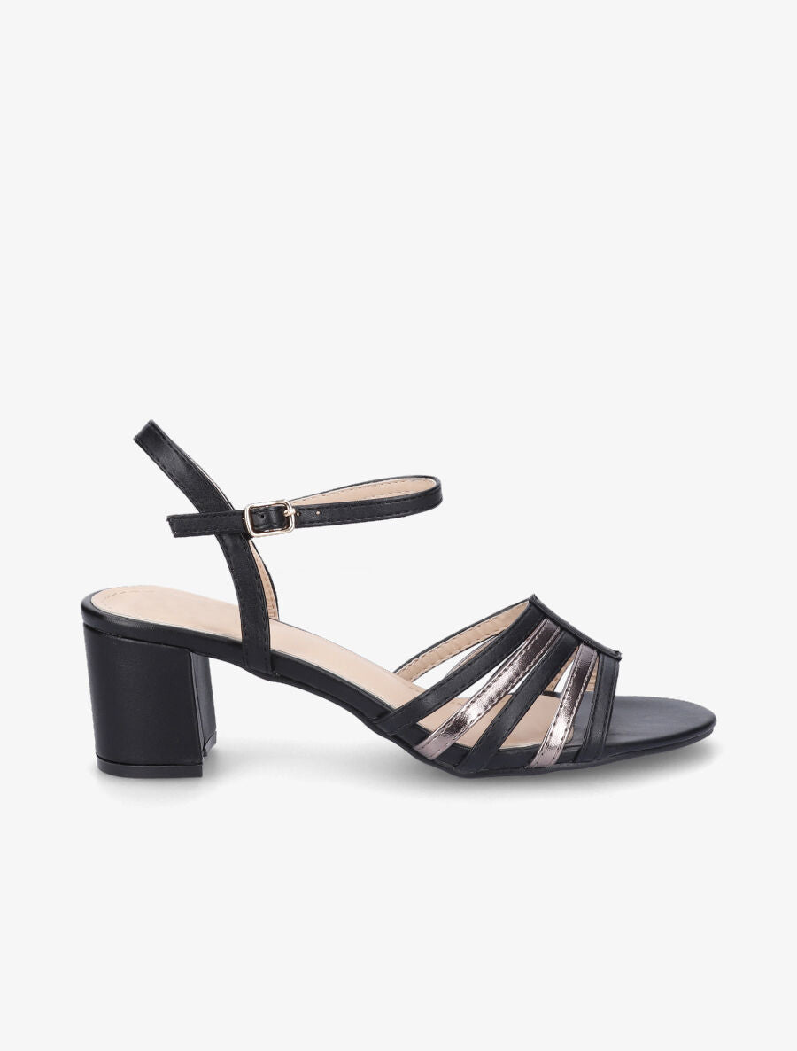 Sandales en simili à multi brides - Noir - 5