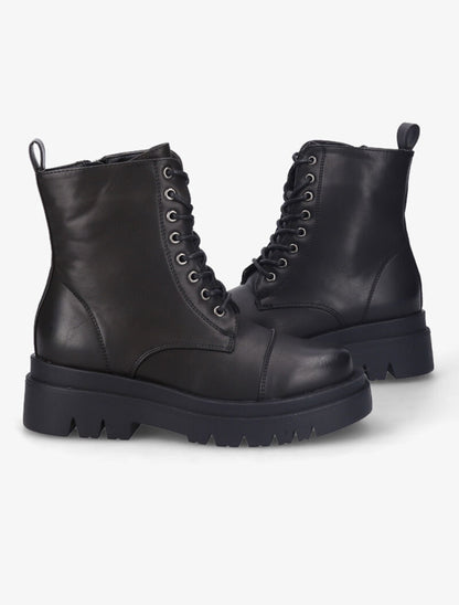 Bottines à lacets et semelles crantées - Noir - 4