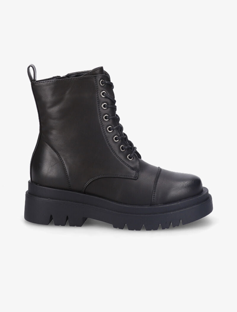 Bottines à lacets et semelles crantées - Noir - 5