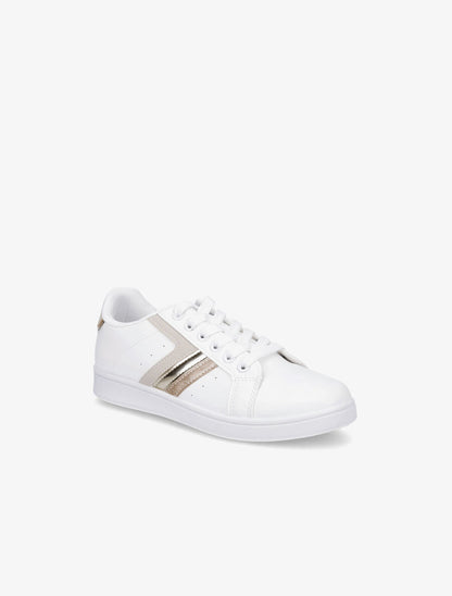 Tennis en simili à bandes fantaisies - Beige - 2
