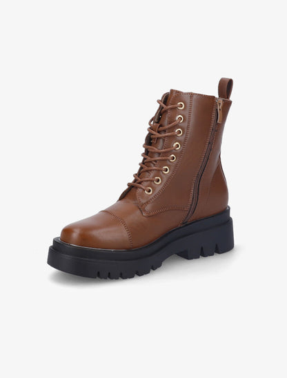 Bottines à lacets et semelles crantées - Camel - 3