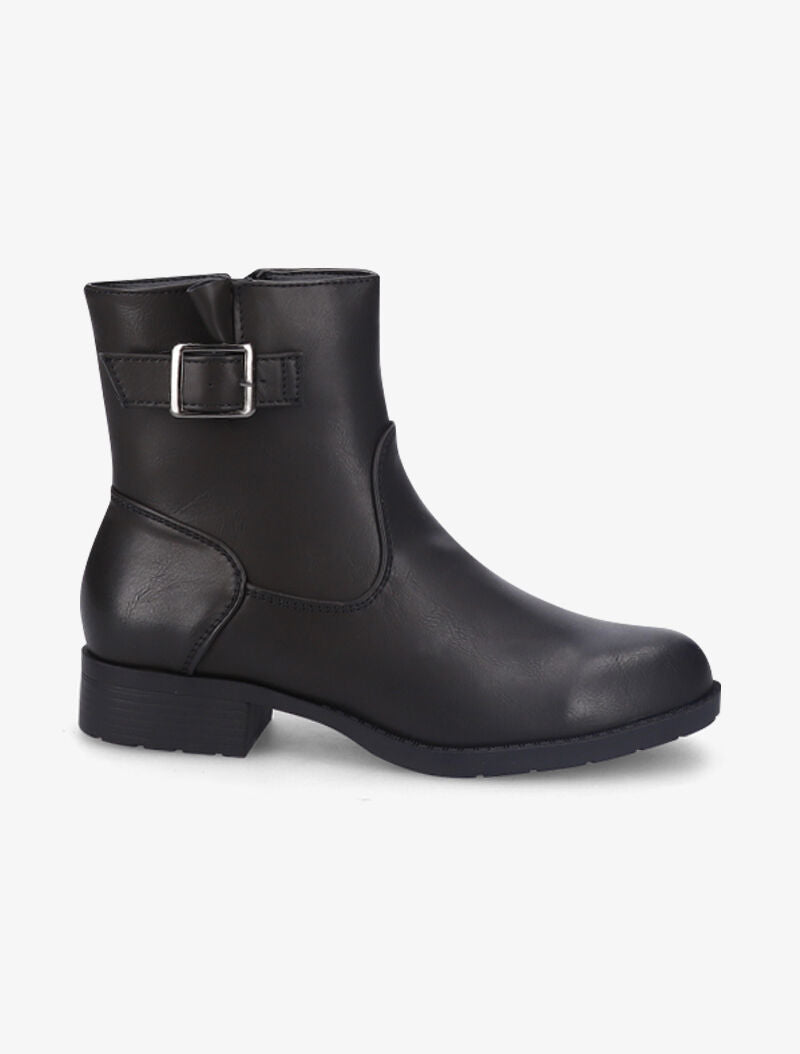 Bottines en simili à boucle carrée - Noir - 1