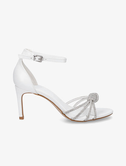 Sandales à talon aiguille et brides ornées de strass - Blanc - 1