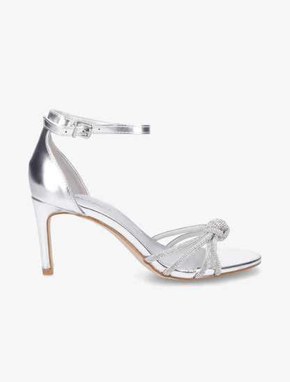 Sandales à talon aiguille et brides ornées de strass - Argent - 1