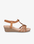 Sandales compensées bride à strass - Camel - 1