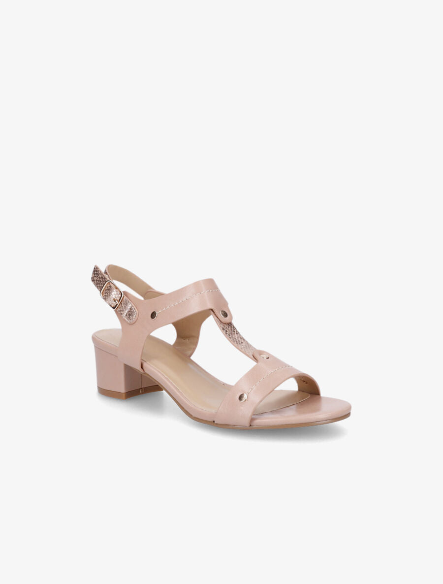 Sandales mi-hautes bride python - Rose - 2