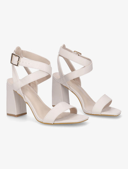 Sandales à talon et brides croisées - Beige - 4