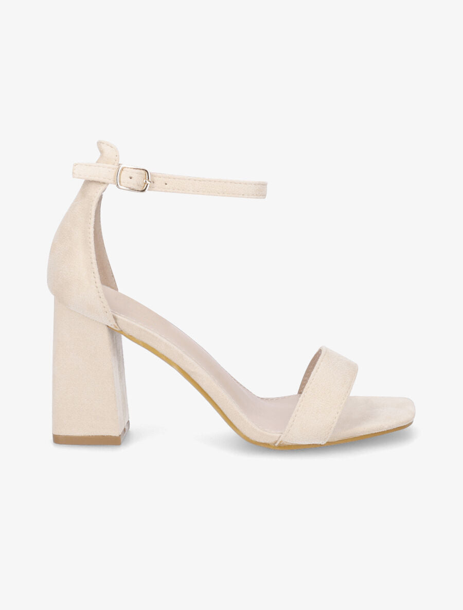 Sandales en suédine à talon haut - Beige - 1
