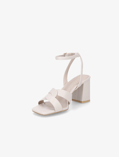 Sandales croisées à talon - Beige - 3