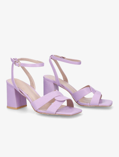 Sandales croisées à talon - Lilas - 4