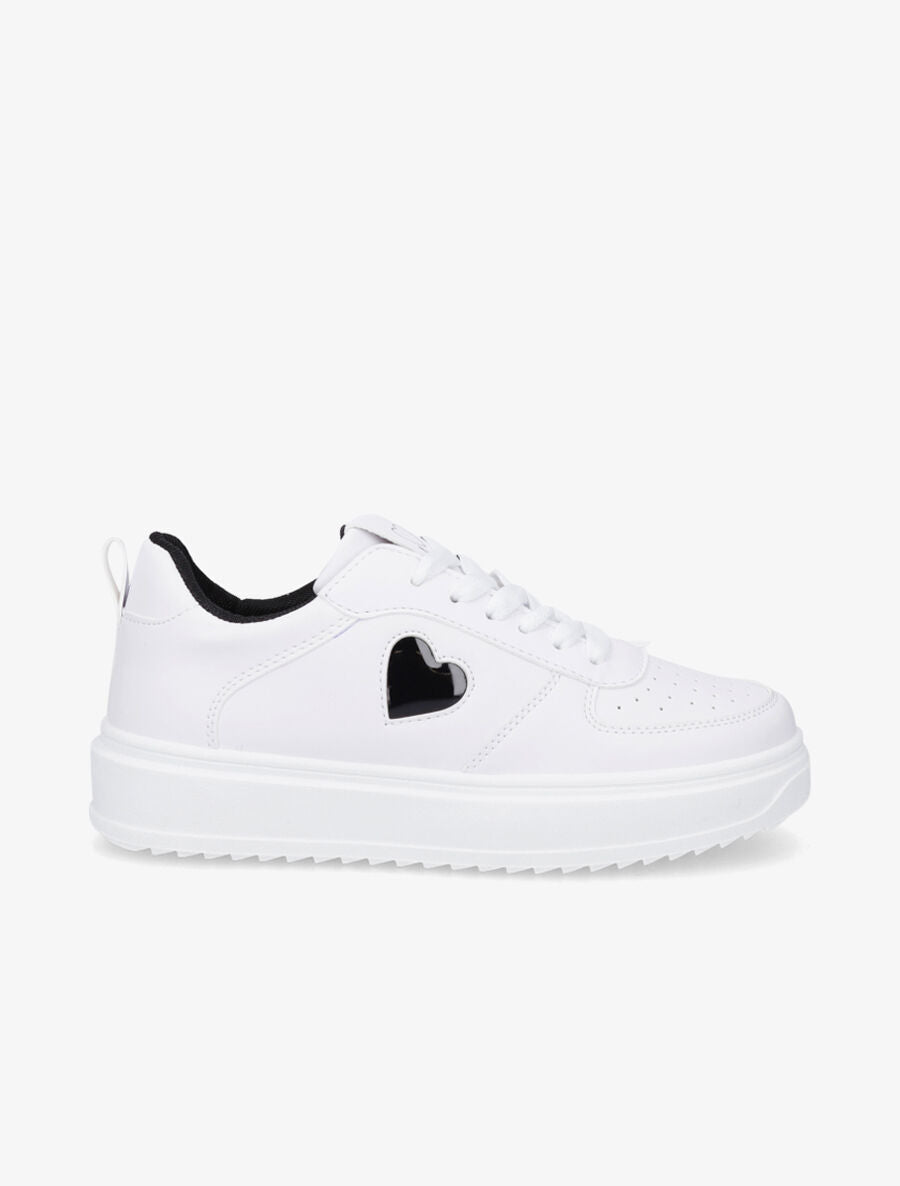 Sneakers en simili à motif coeur - Noir - 5
