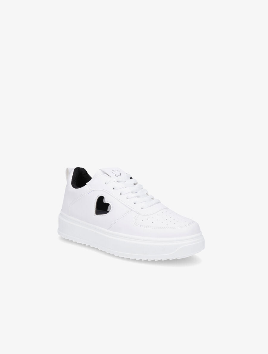Sneakers en simili à motif coeur - Noir - 2