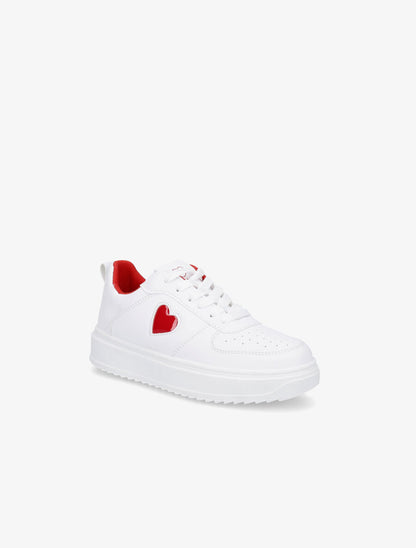 Sneakers en simili à motif coeur - Rouge - 2